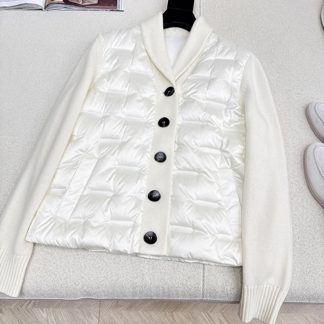 品质控必入 独家款～lp🆕 25Ss————秋冬最新款高奢羊毛针织拼接羽绒服🖤定制尼龙+百分百羊毛针织面
