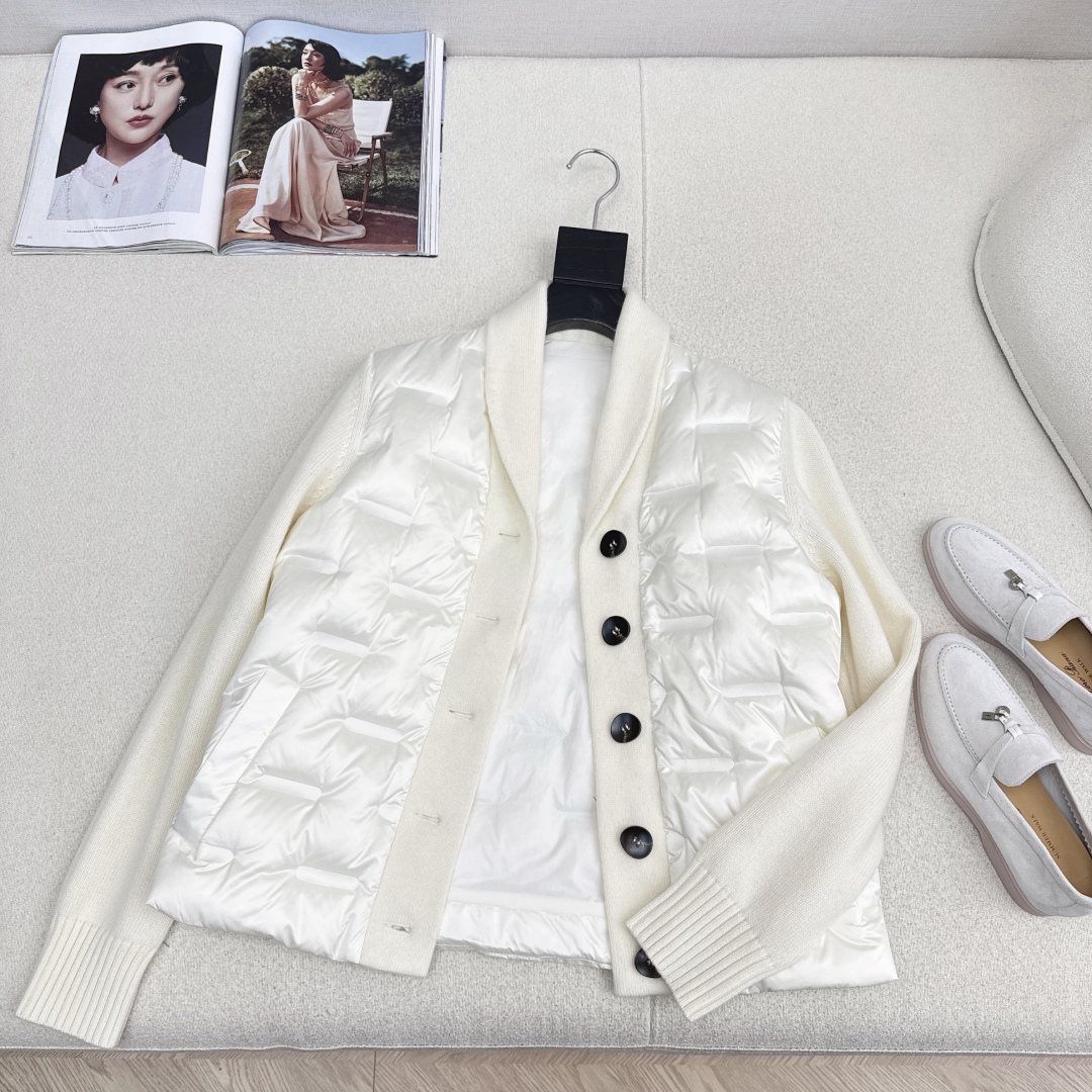 品质控必入 独家款～lp🆕 25Ss————秋冬最新款高奢羊毛针织拼接羽绒服🖤定制尼龙+百分百羊毛针织面