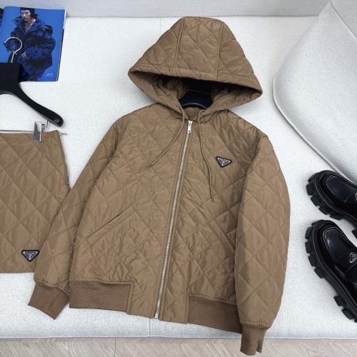 Prada Quilted Nylon Hooded Jacket, Diamond Pattern, Lightweight Warm Padded Coat 1 Prada Quilted Nylon Hooded Jacket, Diamond Pattern, Lightweight Warm Padded Coat