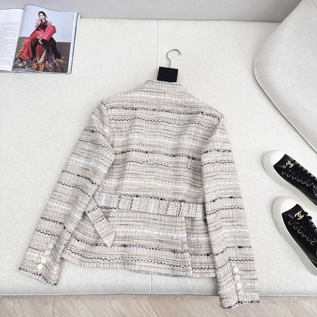 Elegant Chanel Tweed Jacket, Early Autumn Style, Slim Fit with Belt, Size S-L 8 cmp i1758780931053 6678 0 7