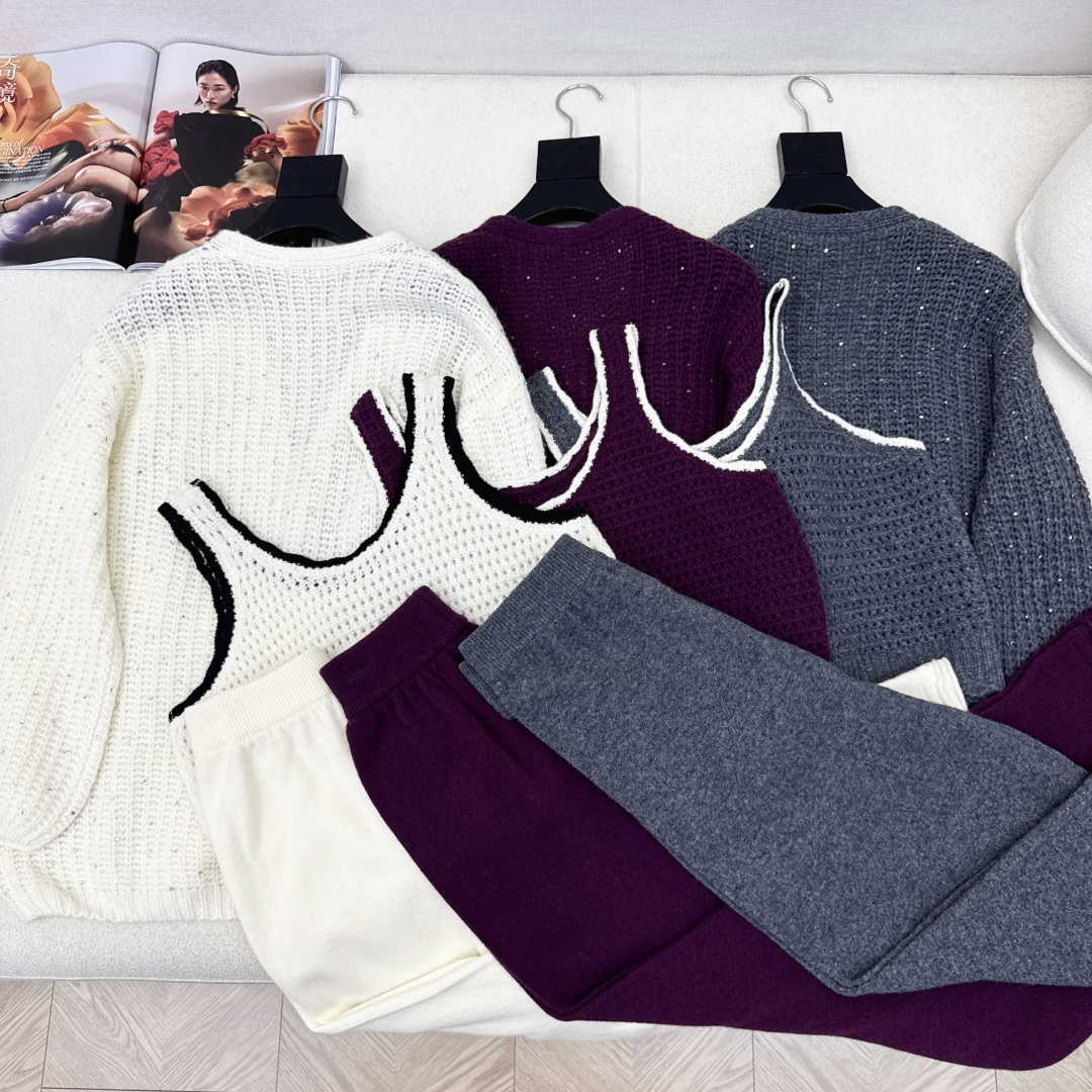 独家款 Bc 25Ss———早秋最新款慵懒极简风套装 🖤撞色边无袖背心+宽松开衫+松紧腰直筒裤 精致美感