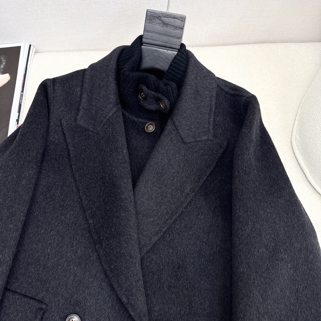 独家款 ～Max 25Ss————秋冬最新款时髦两件套羊绒大衣🖤小短款马甲+双排扣大衣 休闲高级穿搭 经