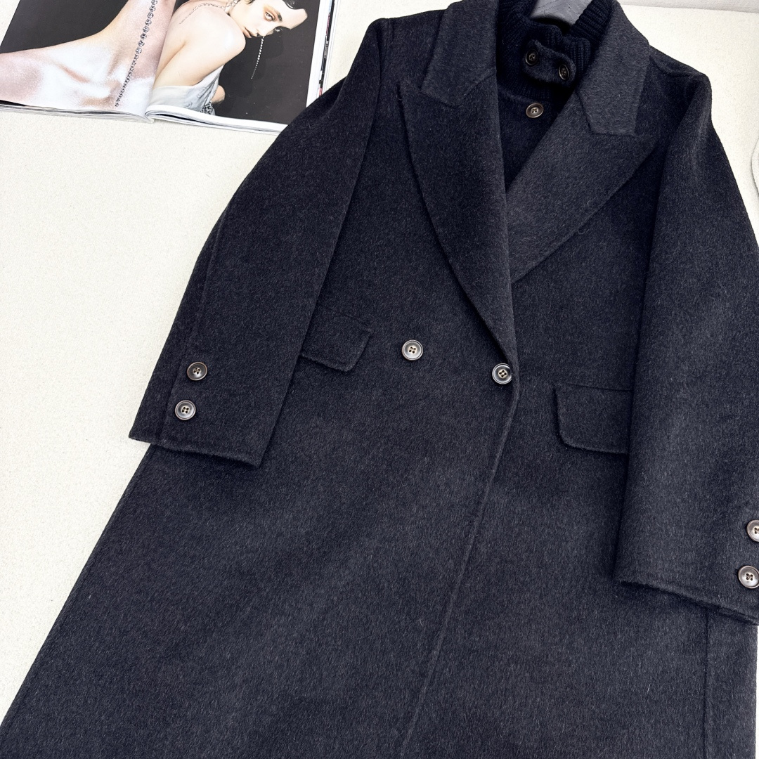 独家款 ～Max 25Ss————秋冬最新款时髦两件套羊绒大衣🖤小短款马甲+双排扣大衣 休闲高级穿搭 经