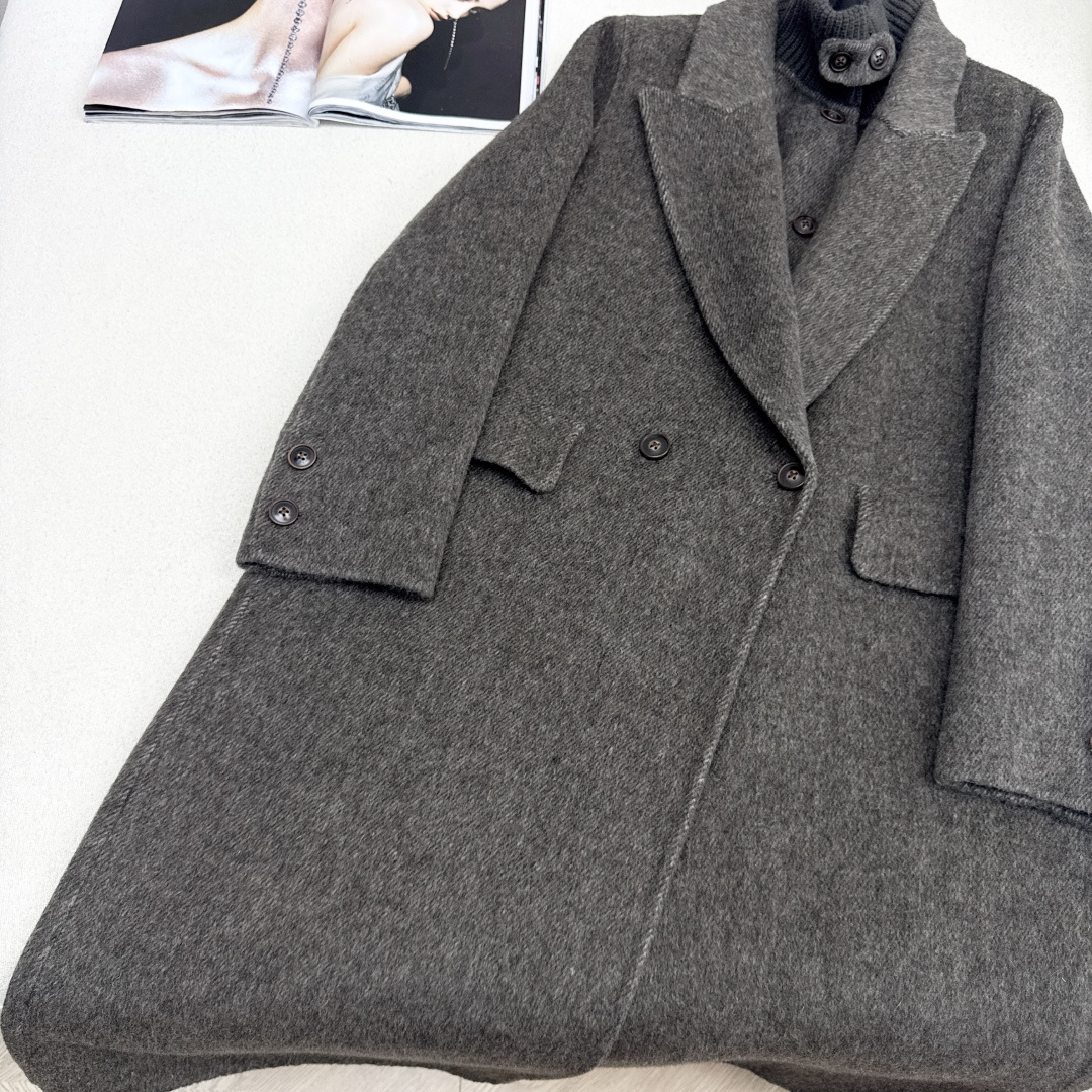 独家款 ～Max 25Ss————秋冬最新款时髦两件套羊绒大衣🖤小短款马甲+双排扣大衣 休闲高级穿搭 经