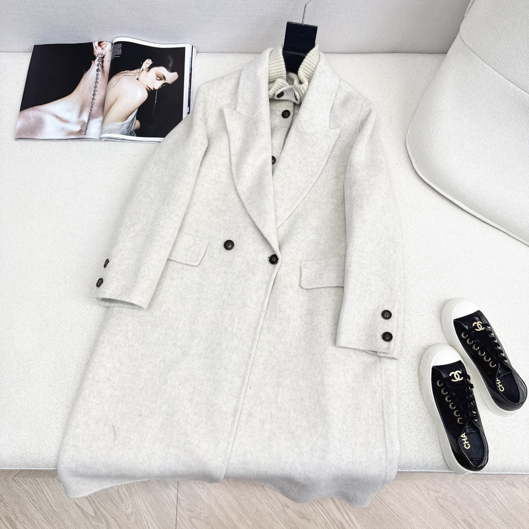 独家款 ～Max 25Ss————秋冬最新款时髦两件套羊绒大衣🖤小短款马甲+双排扣大衣 休闲高级穿搭 经