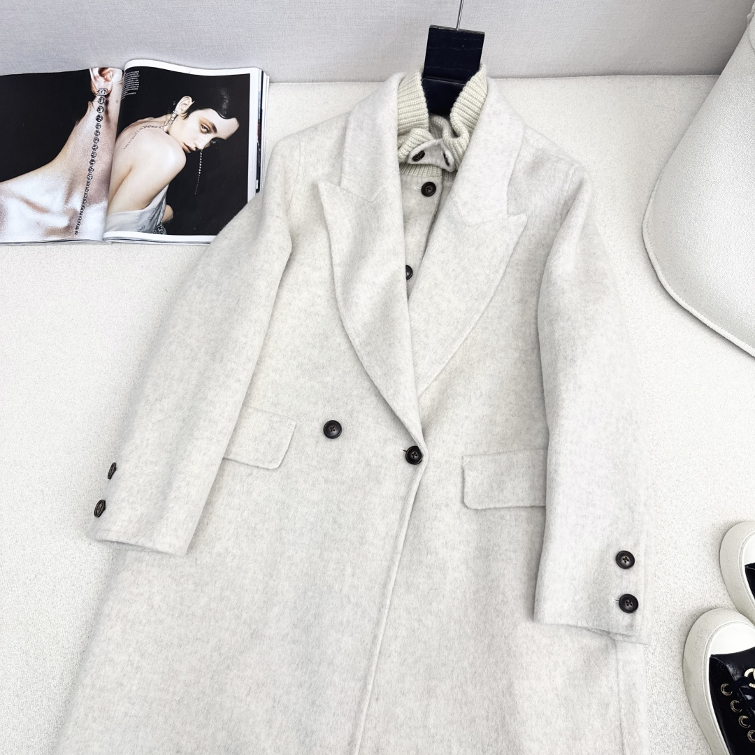 独家款 ～Max 25Ss————秋冬最新款时髦两件套羊绒大衣🖤小短款马甲+双排扣大衣 休闲高级穿搭 经