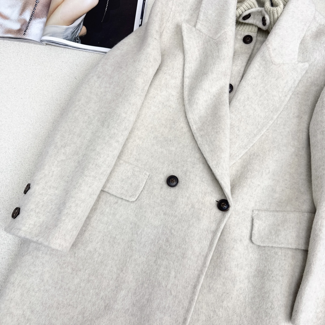 独家款 ～Max 25Ss————秋冬最新款时髦两件套羊绒大衣🖤小短款马甲+双排扣大衣 休闲高级穿搭 经