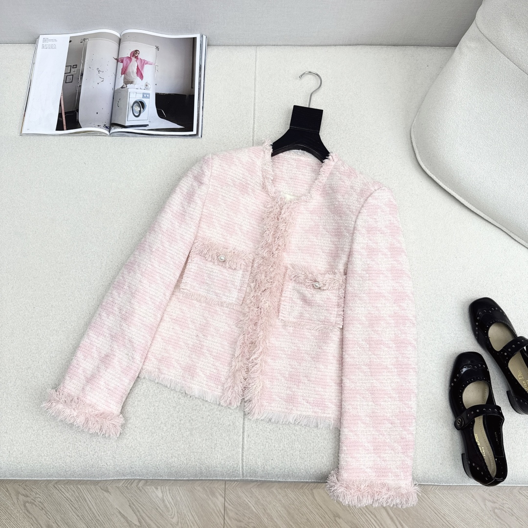 C家 25Ss————秋冬最新款小香风编织粗纺花呢流苏外套 🩷绝美高级编织面料实物超美 立体肌理感精致感