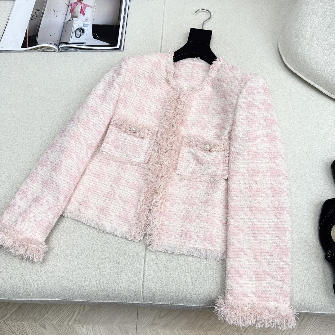 C家 25Ss————秋冬最新款小香风编织粗纺花呢流苏外套 🩷绝美高级编织面料实物超美 立体肌理感精致感