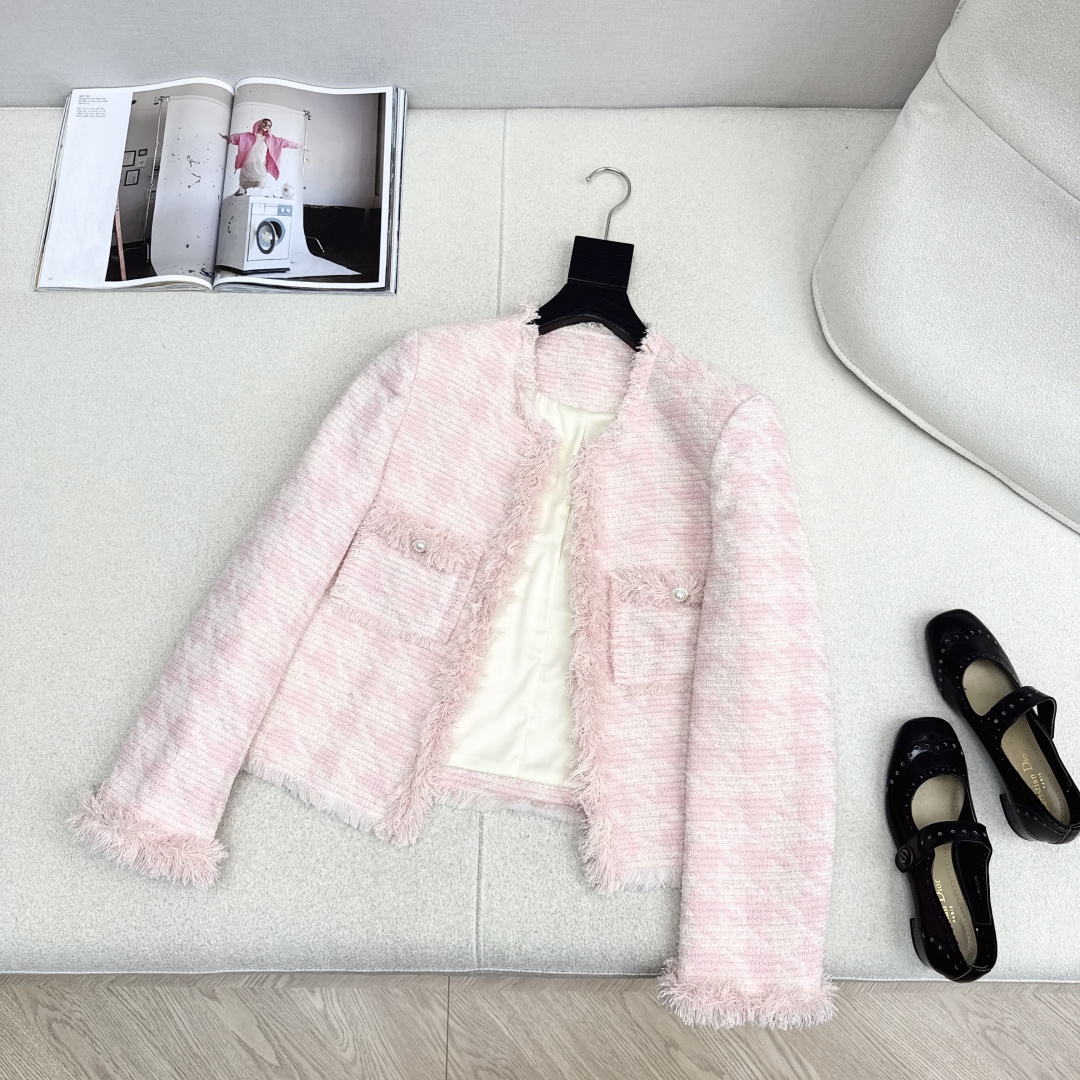 C家 25Ss————秋冬最新款小香风编织粗纺花呢流苏外套 🩷绝美高级编织面料实物超美 立体肌理感精致感