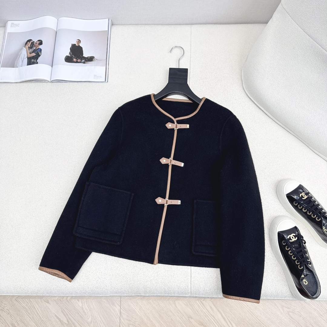 Her 25Ss————秋冬最新款双面羊绒短款大衣🤎高级百搭系列 定制双面logo羊毛羊绒材质手感软糯细