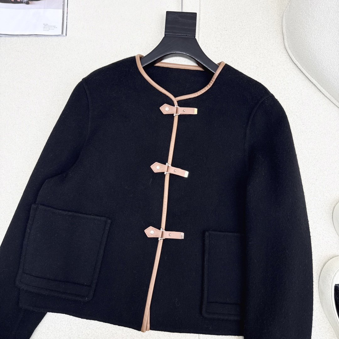 Her 25Ss————秋冬最新款双面羊绒短款大衣🤎高级百搭系列 定制双面logo羊毛羊绒材质手感软糯细