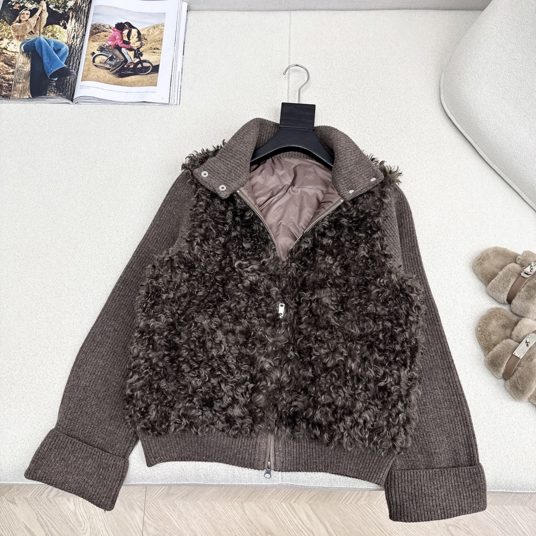 独家款～lp🆕 25Ss————秋冬最新款立领针织拼接羽绒服🤍定制绵羊毛面料+羊毛针织面料+90白鹅绒填