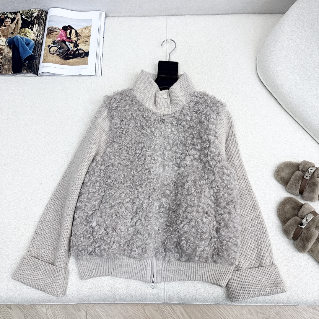 独家款～lp🆕 25Ss————秋冬最新款立领针织拼接羽绒服🤍定制绵羊毛面料+羊毛针织面料+90白鹅绒填
