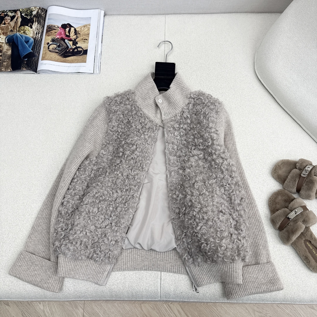 独家款～lp🆕 25Ss————秋冬最新款立领针织拼接羽绒服🤍定制绵羊毛面料+羊毛针织面料+90白鹅绒填