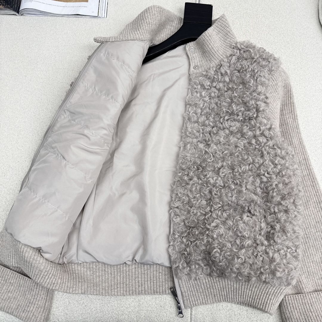 独家款～lp🆕 25Ss————秋冬最新款立领针织拼接羽绒服🤍定制绵羊毛面料+羊毛针织面料+90白鹅绒填