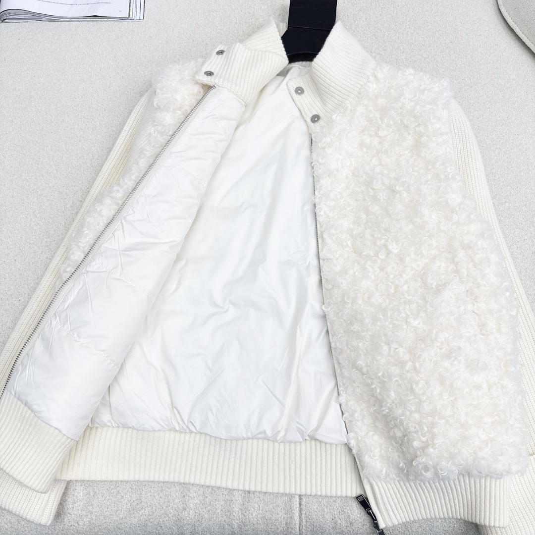 独家款～lp🆕 25Ss————秋冬最新款立领针织拼接羽绒服🤍定制绵羊毛面料+羊毛针织面料+90白鹅绒填