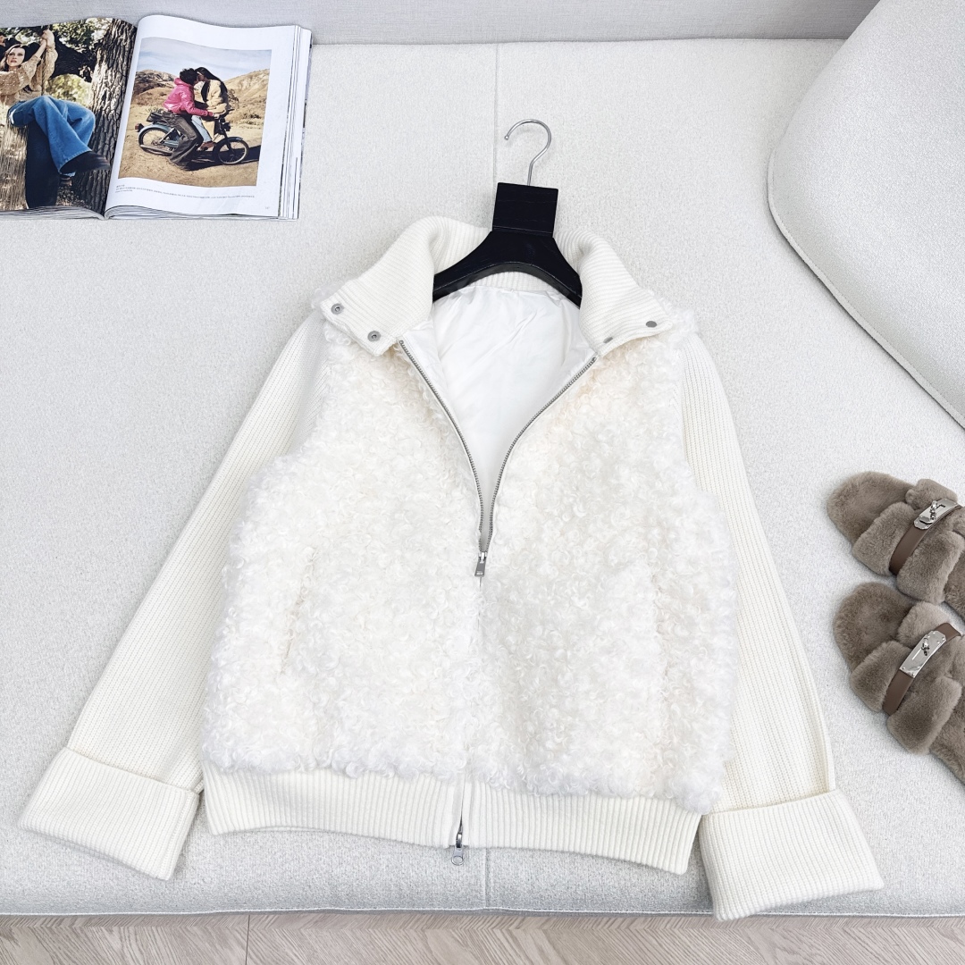 独家款～lp🆕 25Ss————秋冬最新款立领针织拼接羽绒服🤍定制绵羊毛面料+羊毛针织面料+90白鹅绒填