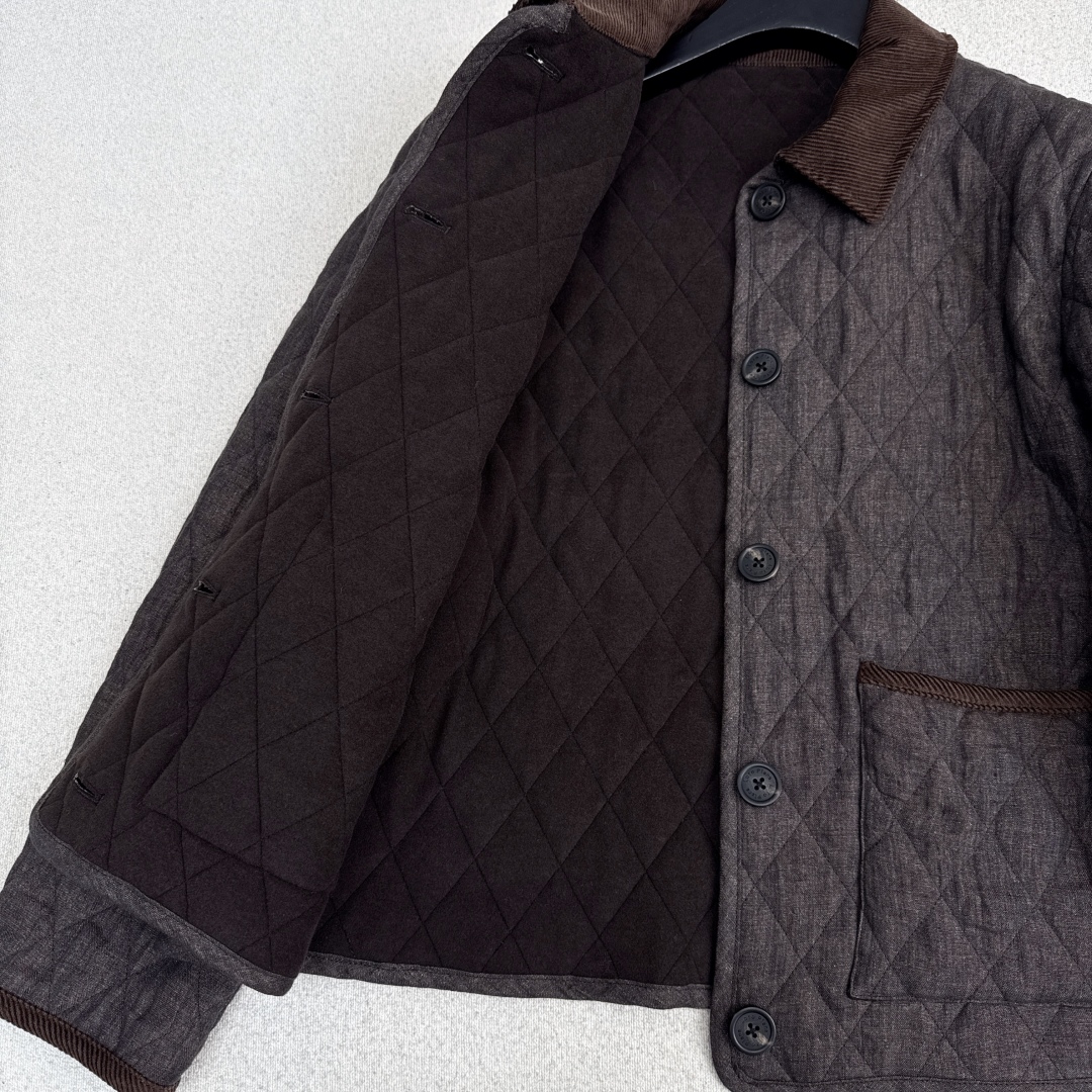 Quilted Diamond Pattern Cotton Linen Jacket with Turn-Down Collar 8 cmp i1759902926665 600 0 6