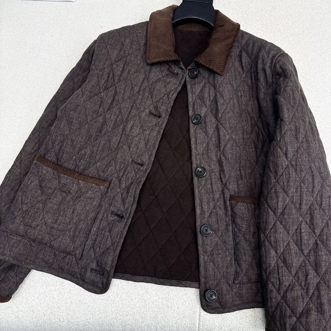 Quilted Diamond Pattern Cotton Linen Jacket with Turn-Down Collar 7 cmp i1759902926666 6764 0 5