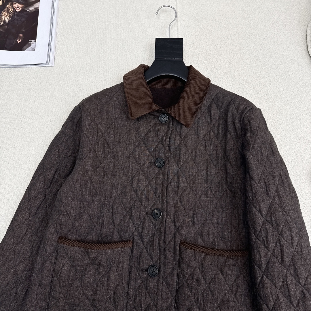 Quilted Diamond Pattern Cotton Linen Jacket with Turn-Down Collar 3 cmp i1759902926668 4183 0 1