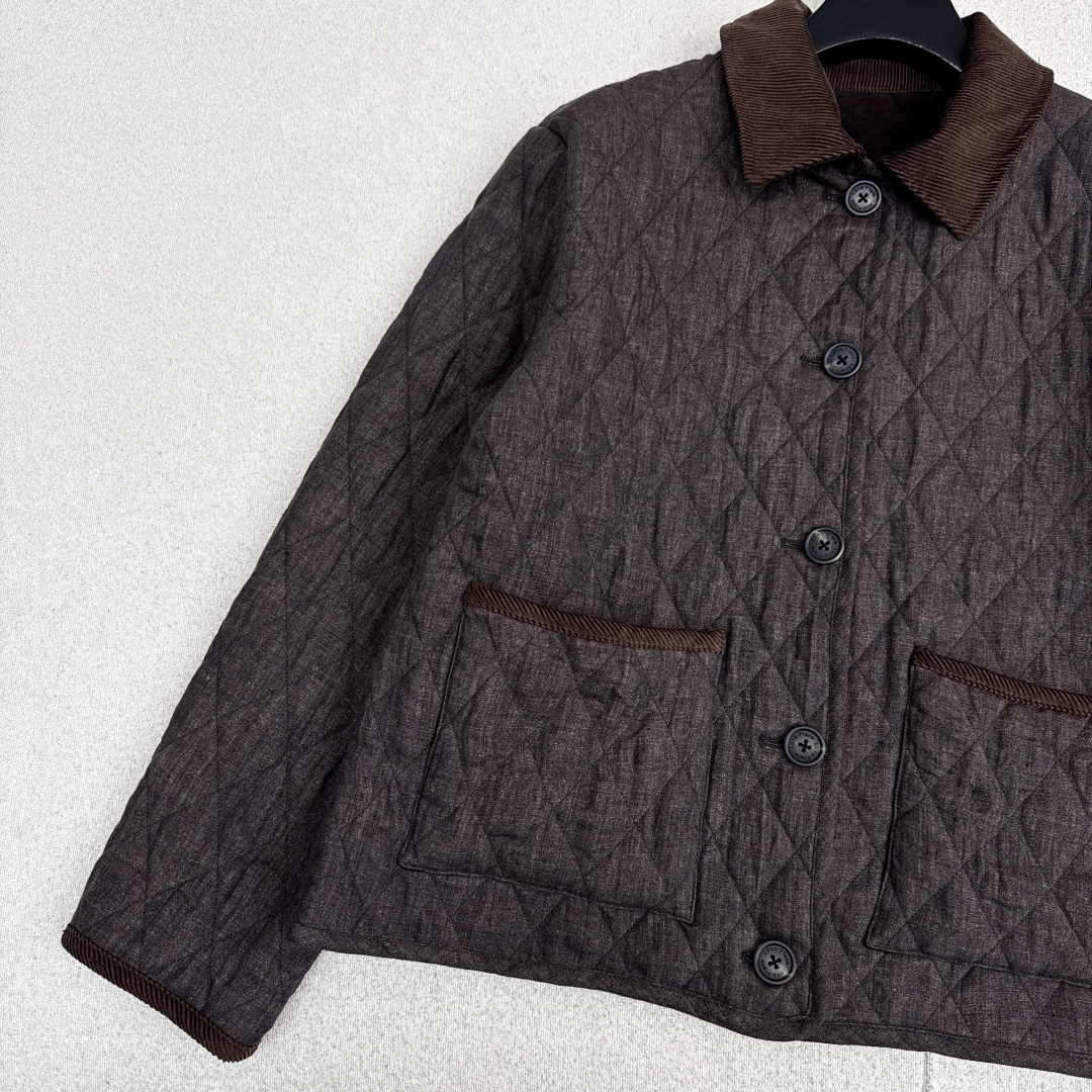 Quilted Diamond Pattern Cotton Linen Jacket with Turn-Down Collar 5 cmp i1759902930748 7655 0 3