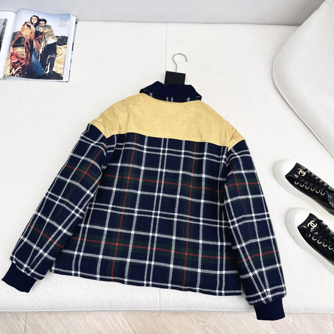 特价🉐️❗️现货齐码❗️不退不换❗️爆单款推荐 Ce 25Ss————秋冬最新款复古格纹拼接环保麂皮绒棉
