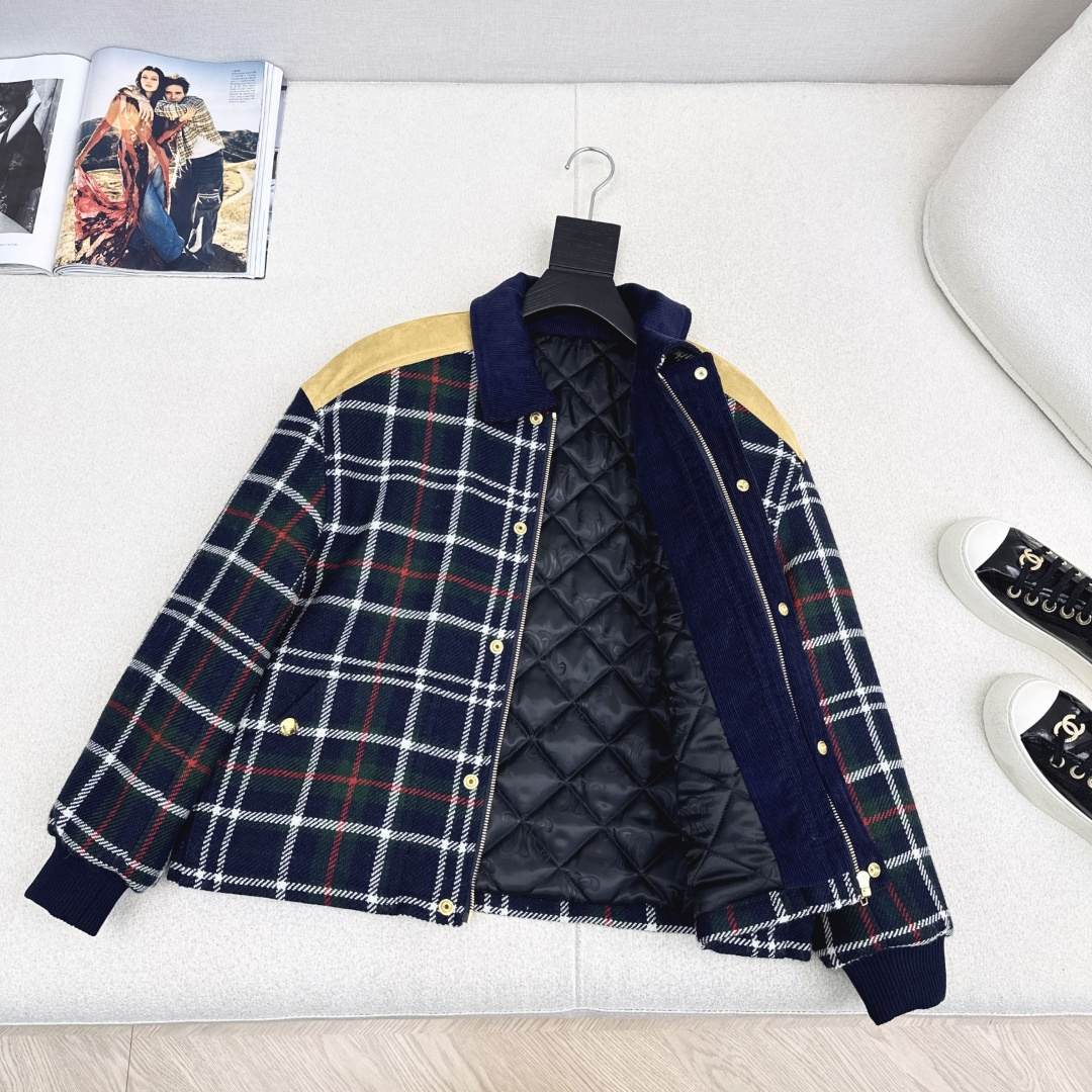 特价🉐️❗️现货齐码❗️不退不换❗️爆单款推荐 Ce 25Ss————秋冬最新款复古格纹拼接环保麂皮绒棉