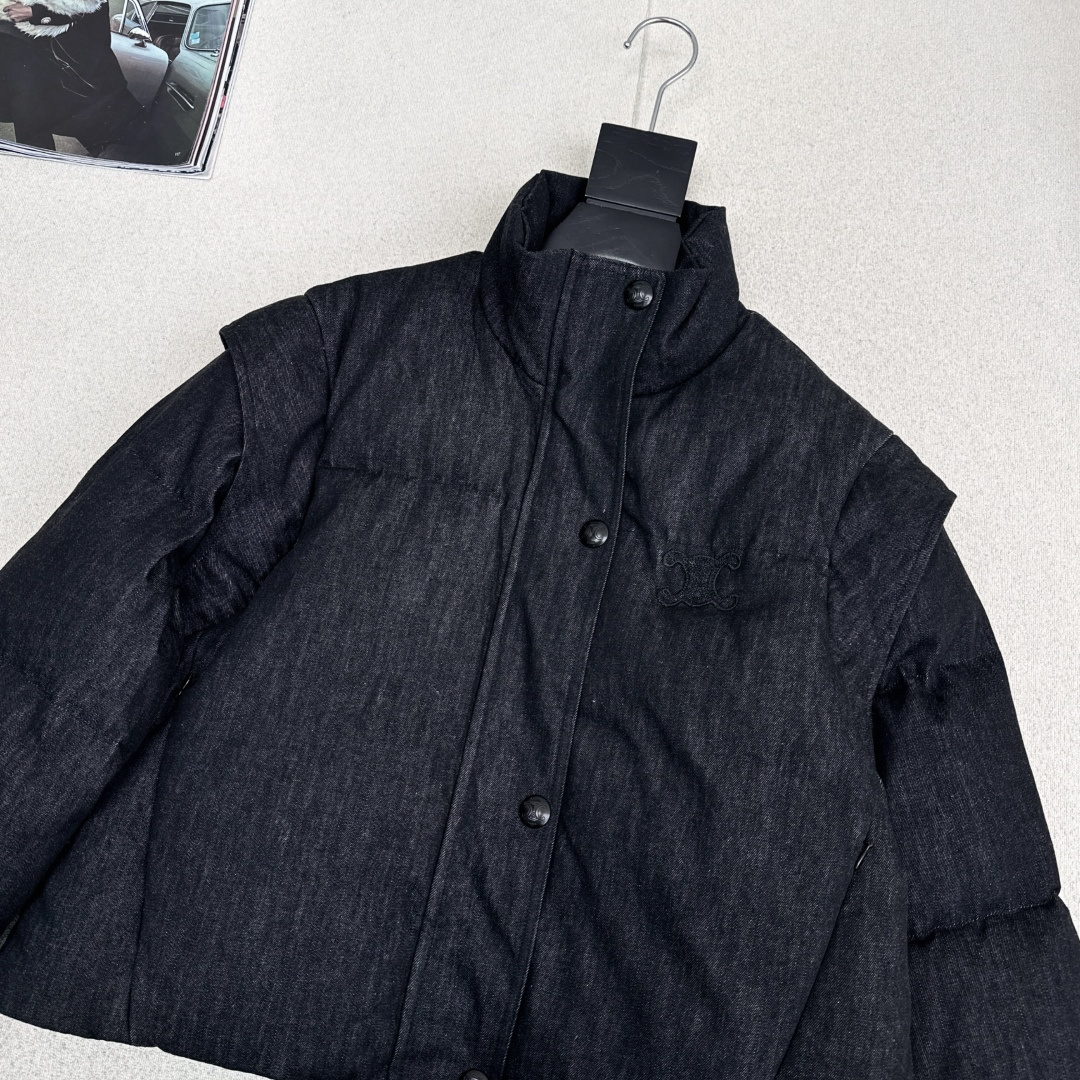 特价🉐️❗️现货齐码❗️不退不换❗️可拆卸两穿款～ Ce 25Ss———秋冬最新款三角皮标牌装饰面包羽绒