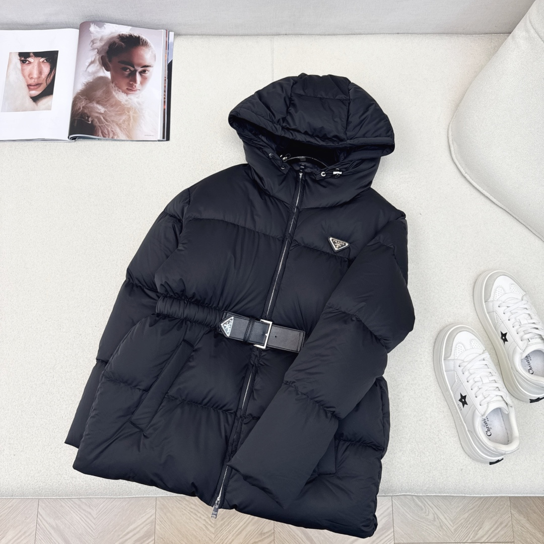 PD Belted Padded Hooded Down Jacket – Stylish & Warm Winter Essential