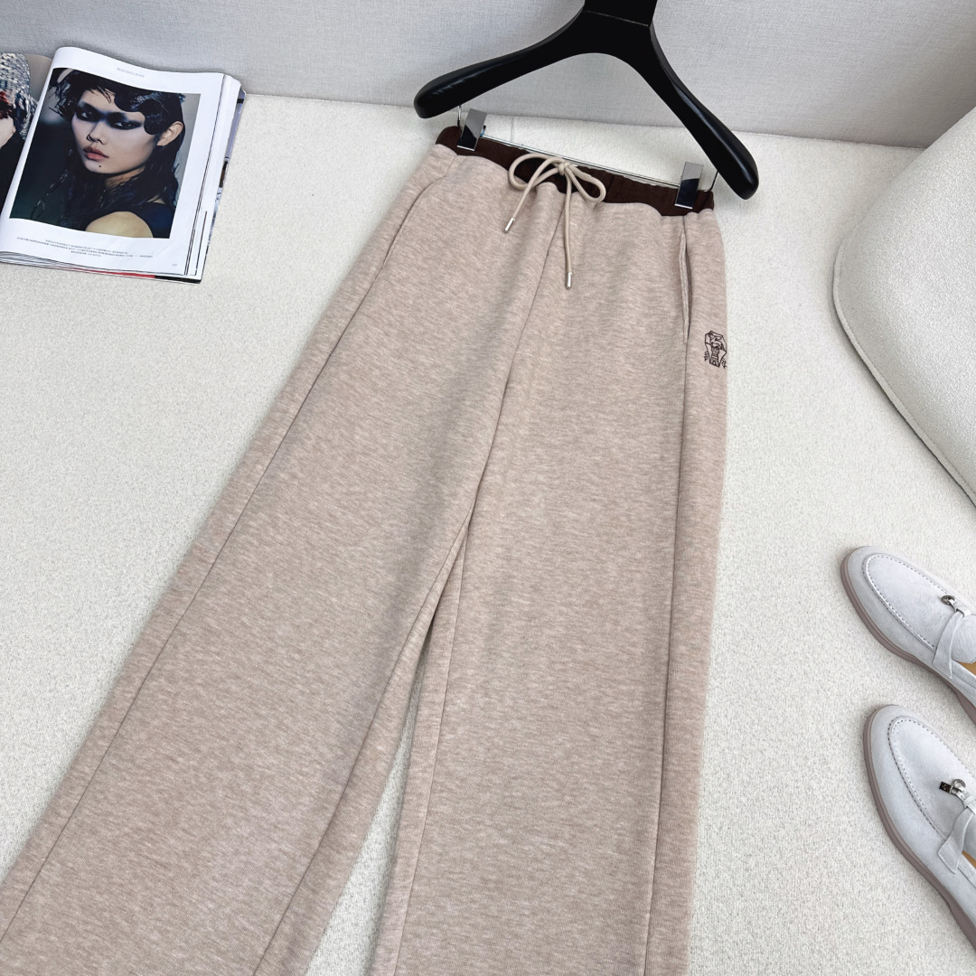 长期主义穿搭 Bc 25Ss————秋冬最新款撞色拼接休闲直筒裤🖤定位刺绣标识简约时髦感 经典松紧腰直筒