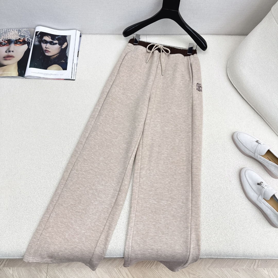 长期主义穿搭 Bc 25Ss————秋冬最新款撞色拼接休闲直筒裤🖤定位刺绣标识简约时髦感 经典松紧腰直筒