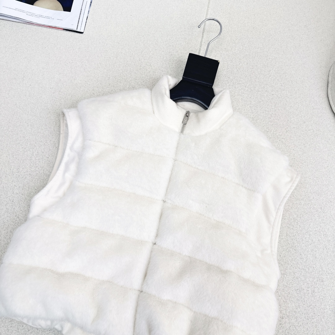 独家款～Bc 25Ss————秋冬最新款立领羊毛呢拼接环保毛绒绒羽绒马甲🖤定制羊毛呢面料+环保毛绒绒面料