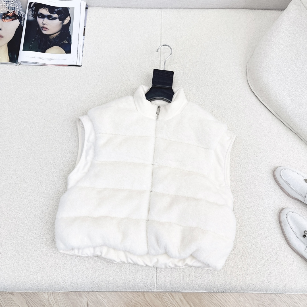 独家款～Bc 25Ss————秋冬最新款立领羊毛呢拼接环保毛绒绒羽绒马甲🖤定制羊毛呢面料+环保毛绒绒面料