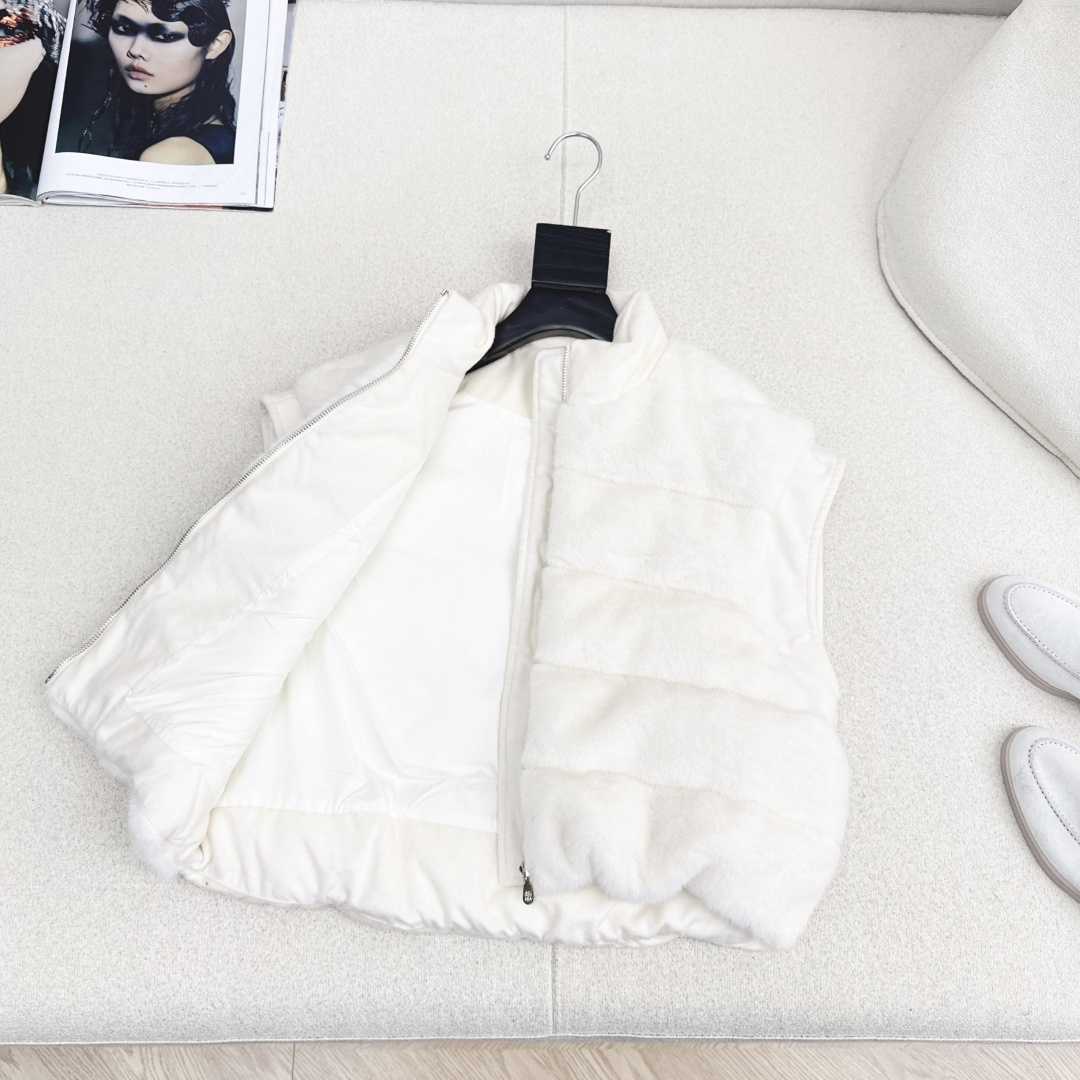 独家款～Bc 25Ss————秋冬最新款立领羊毛呢拼接环保毛绒绒羽绒马甲🖤定制羊毛呢面料+环保毛绒绒面料