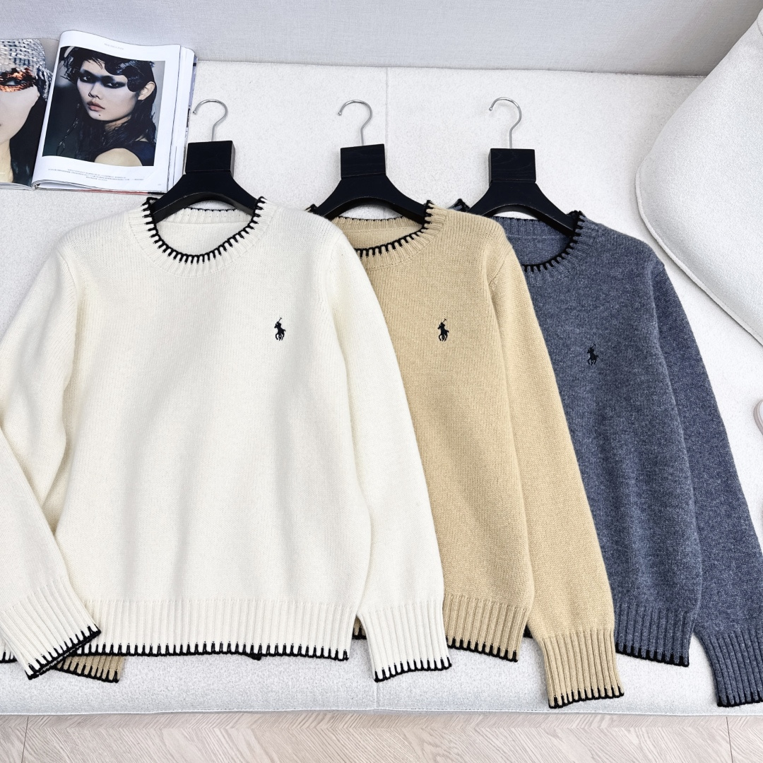 NO:662084,Exclusive model ~ RL 26Ss——————The latest round-neck sweater with contrasting hook line design in early spring. Classic H loose fit design. Quality control is a must. Imported wool yarn texture is invincible. Three-dimensional embroidery classic pattern craftsmanship. A must-have fashionable temperament for younger girls. The version is versatile and not picky. Three colors are available for sale sml (S size shoulder width 45 bust 118 length 62 manual measurement error), women's clothing, sweaters,  19860909独家款～ RL 26Ss—————早春最新撞色勾线设计圆领毛衣 经典H宽松版型设计 品质控必入 进口羊毛纱线质感无敌赞 立体刺绣经典图案工艺 减龄少女气质时髦精必入 版型百搭不挑人 三色现货发售sml（s码肩宽45胸围118衣长62手工测量存在误差）,女装,sweaters, ,Women's clothing