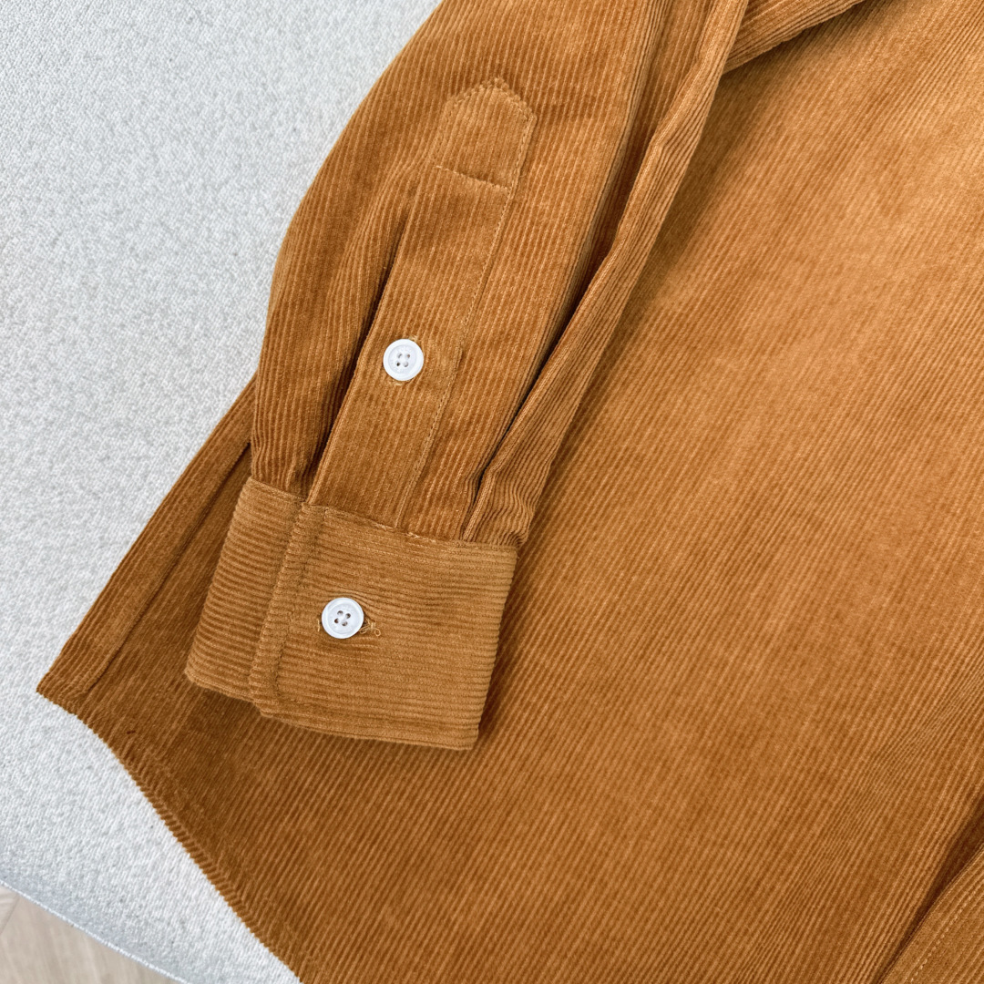 老钱感穿搭 RL 25Ss————秋冬最新款小马logo刺绣灯芯绒衬衫 🤎宽松廓形剪裁 卡其棕色灯芯绒面