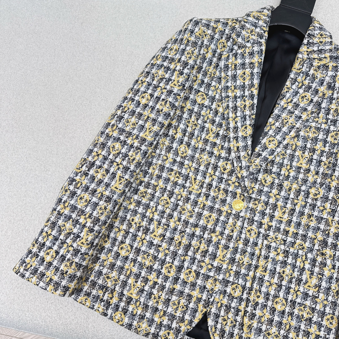 特价🉐️❗️现货齐码❗️不退不换❗️L家 25Ss————秋冬最新款logo图案编织修身西装外套 🩶yb