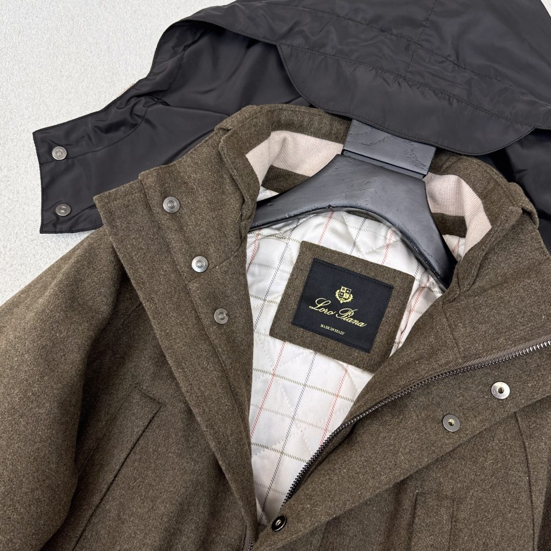 高奢老钱风穿搭 lp🆕 25Ss————秋冬最新款极简设计感连帽毛呢外套 🤎帽子可以隐藏起来的两穿款 博