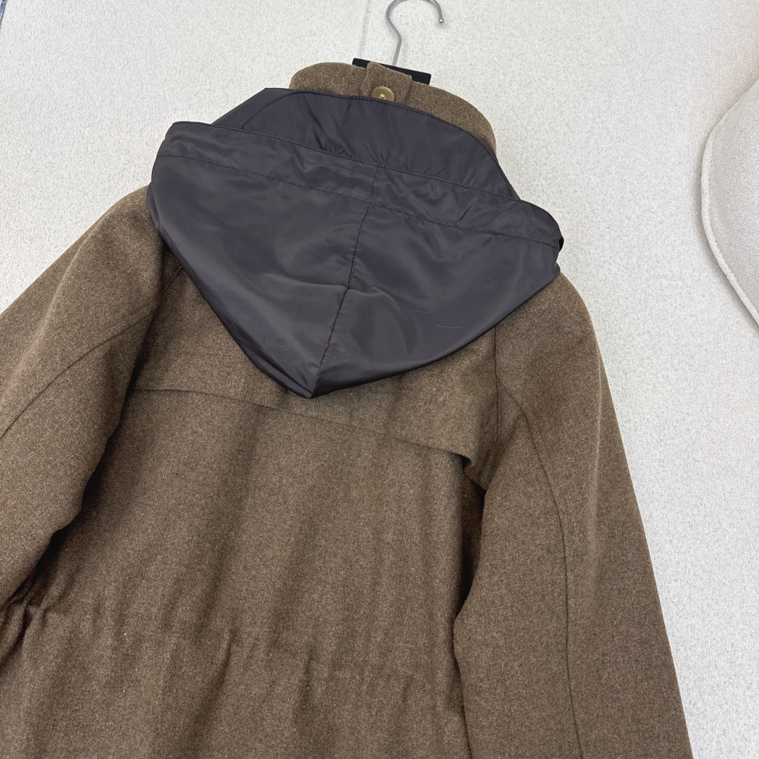 高奢老钱风穿搭 lp🆕 25Ss————秋冬最新款极简设计感连帽毛呢外套 🤎帽子可以隐藏起来的两穿款 博