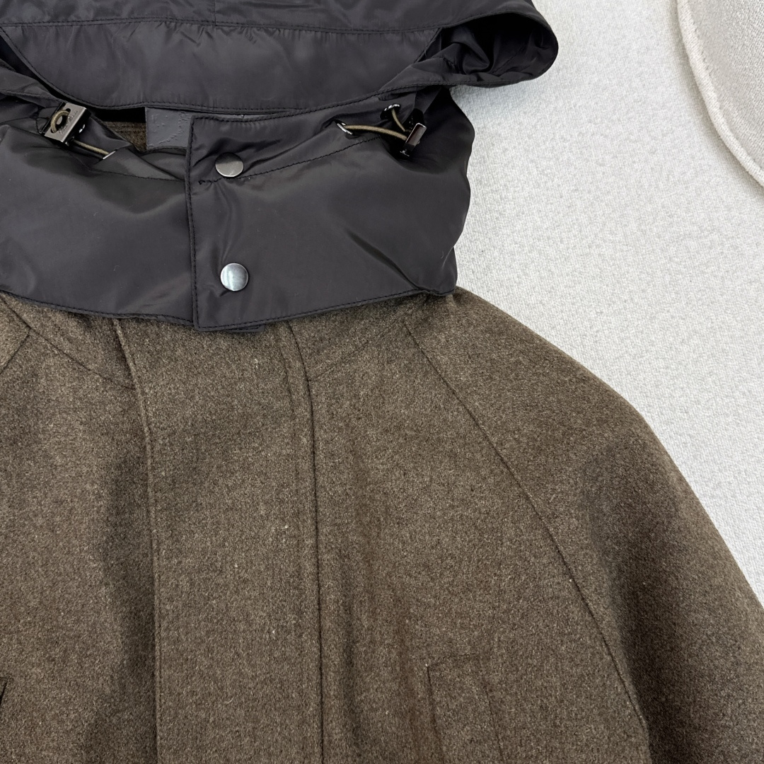 高奢老钱风穿搭 lp🆕 25Ss————秋冬最新款极简设计感连帽毛呢外套 🤎帽子可以隐藏起来的两穿款 博