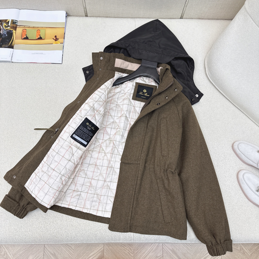 高奢老钱风穿搭 lp🆕 25Ss————秋冬最新款极简设计感连帽毛呢外套 🤎帽子可以隐藏起来的两穿款 博