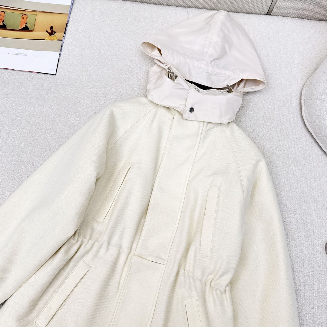 高奢老钱风穿搭 lp🆕 25Ss————秋冬最新款极简设计感连帽毛呢外套 🤎帽子可以隐藏起来的两穿款 博