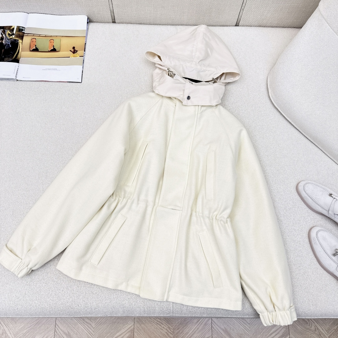 高奢老钱风穿搭 lp🆕 25Ss————秋冬最新款极简设计感连帽毛呢外套 🤎帽子可以隐藏起来的两穿款 博