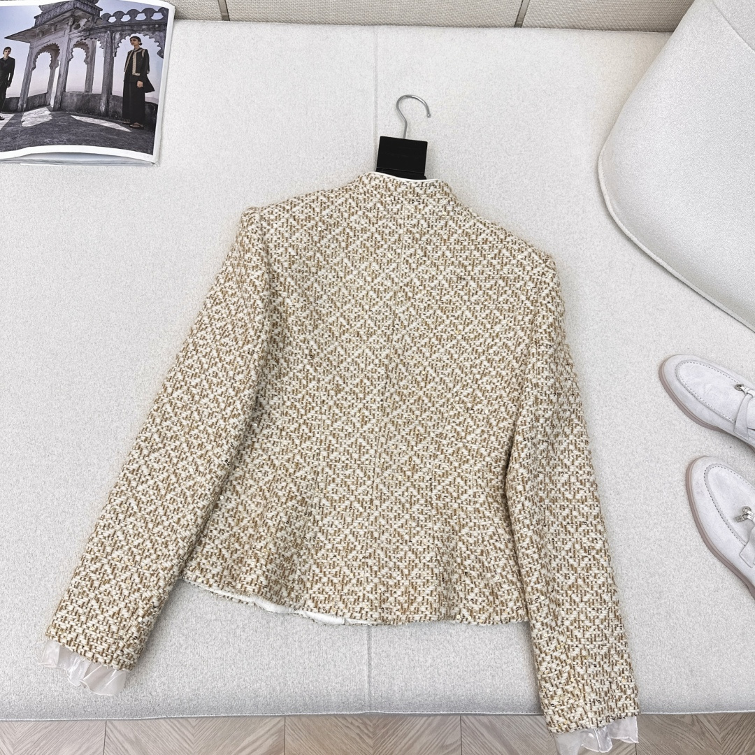 独家款～C家 26Ss———早春最新款小立领编织外套 💛绝美高级亮片编织面料实物超美 立体肌理感精致感满