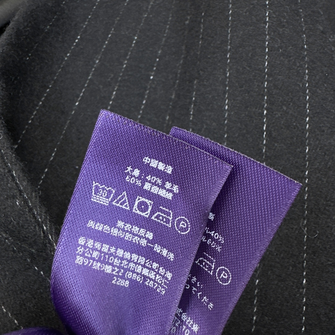 高阶时髦气质 RL 26Ss————秋冬最新款高级黑色条纹长款西装大衣 🩶定制的羊毛混纺面料 英伦风复古