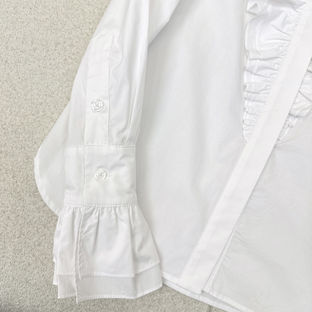 姚晨同款 RL 26Ss————早春最新款紫标高定度假新品长袖衬衫🤍法式宫廷风气质单品 花边立领定位压褶