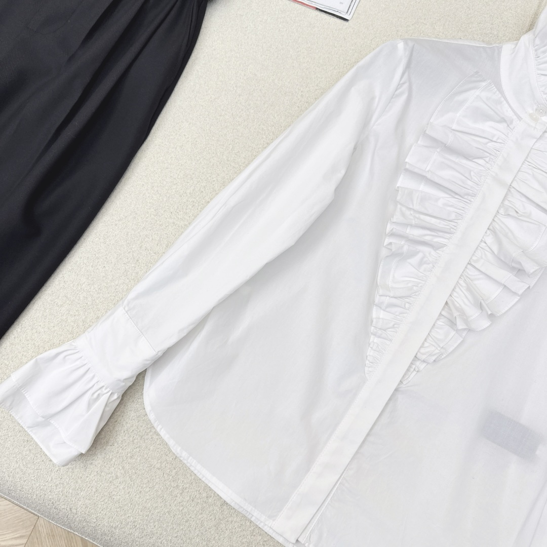 姚晨同款 RL 26Ss————早春最新款紫标高定度假新品长袖衬衫🤍法式宫廷风气质单品 花边立领定位压褶