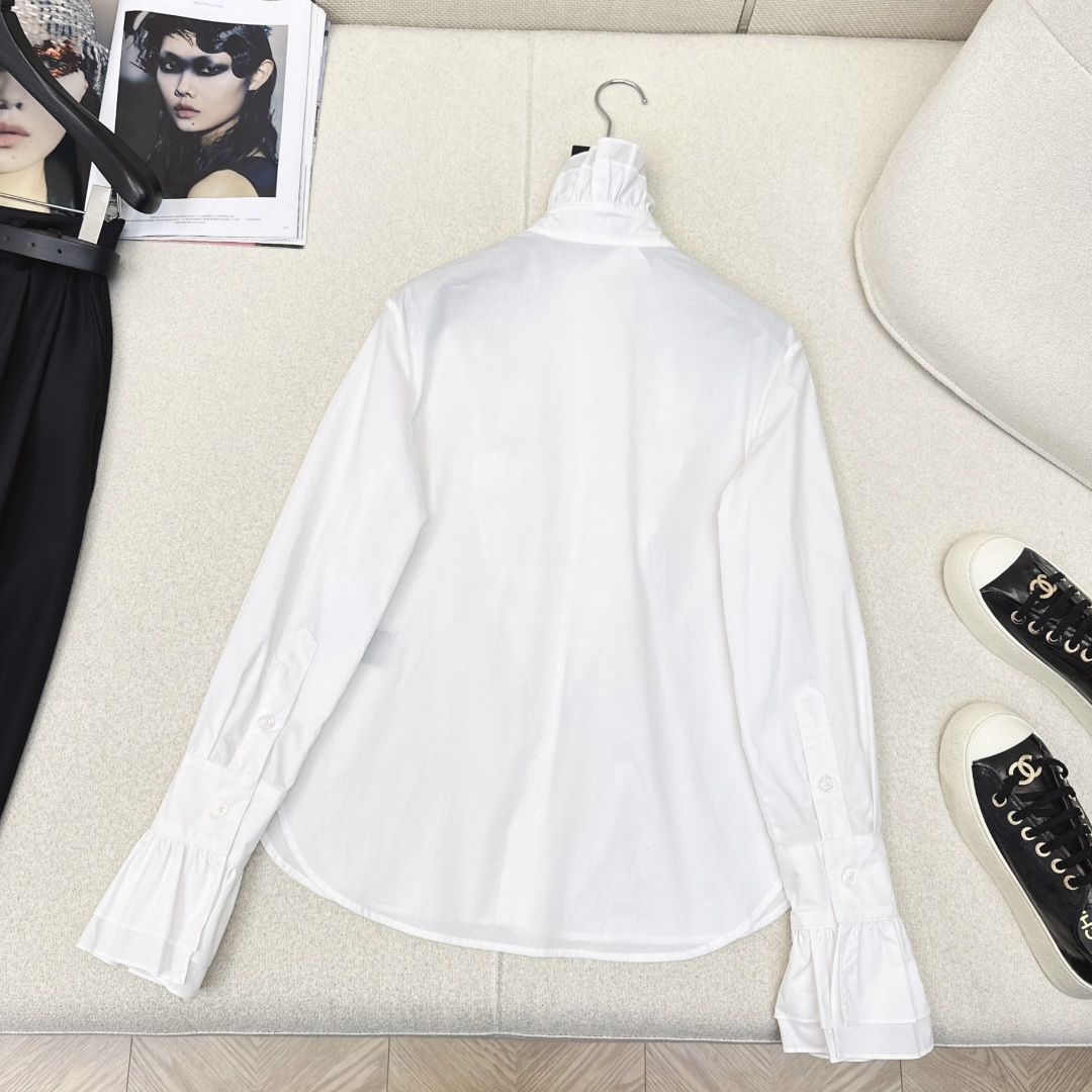 姚晨同款 RL 26Ss————早春最新款紫标高定度假新品长袖衬衫🤍法式宫廷风气质单品 花边立领定位压褶