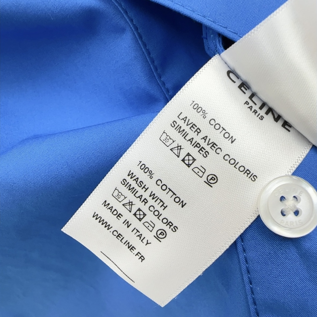CE 26Ss————早春新款克莱因蓝府绸衬衫💙以极具视觉冲击力的高饱和克莱因蓝为主调 挺括的府绸面料带